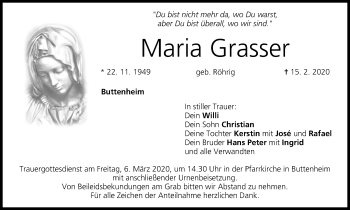 Anzeige von Maria Grasser von MGO