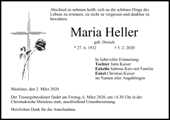 Anzeige von Maria Heller von MGO