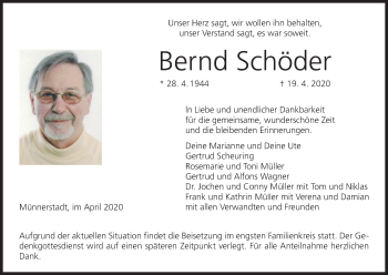 Anzeige von Bernd Schröder von MGO