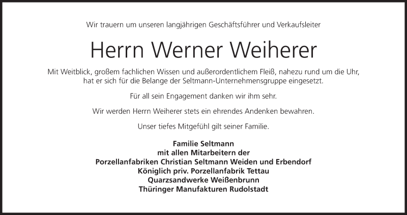  Traueranzeige für Werner Weiherer vom 25.04.2020 aus MGO