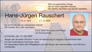 Anzeige von Hans-Jürgen Rauschert von MGO