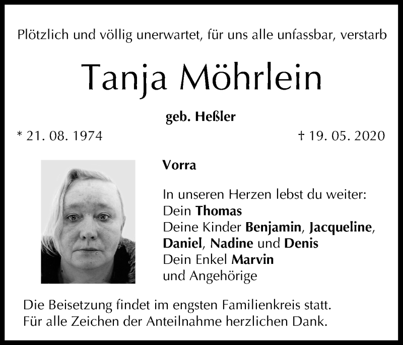  Traueranzeige für Tanja Möhrlein vom 23.05.2020 aus MGO
