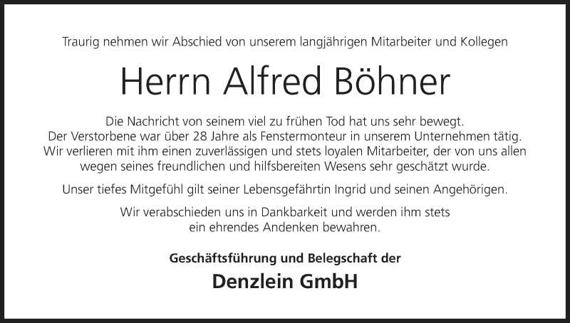  Traueranzeige für Alfred Böhner vom 03.06.2020 aus MGO