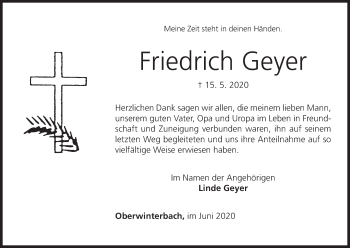 Anzeige von Friedrich Geyer von MGO