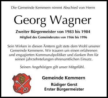 Anzeige von Georg Wagner von MGO