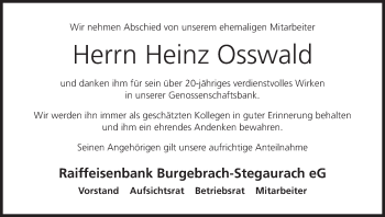 Anzeige von Heinz Osswald von MGO