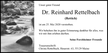 Anzeige von Reinhard Rettelbach von MGO