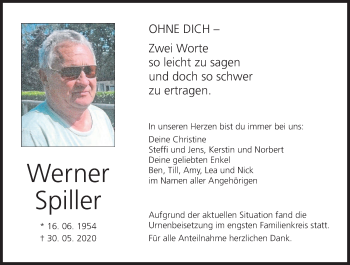 Anzeige von Werner Spiller von MGO