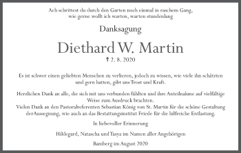 Traueranzeige von Diethard W. Martin