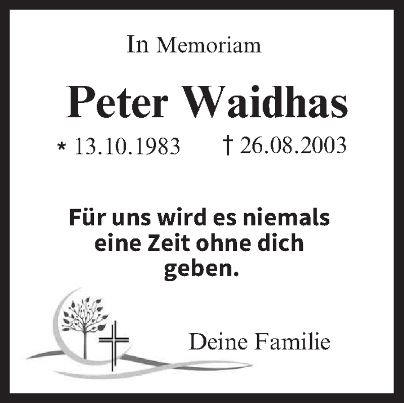  Traueranzeige für Peter Waidhas vom 26.08.2020 aus MGO