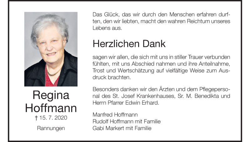 Regina Hoffmann | Traueranzeige | trauer.inFranken.de