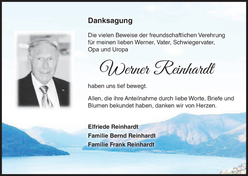  Traueranzeige für Werner Reinhardt vom 08.08.2020 aus MGO