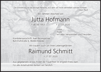 Anzeige von Jutta Hofmann von MGO