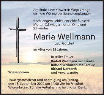 Anzeige von Maria Wellmann von MGO