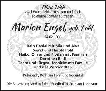 Anzeige von Marion Engel von MGO