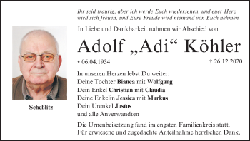 Anzeige von Adolf Köhler von MGO