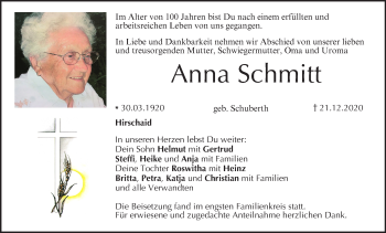 Anzeige von Anna Schmitt von MGO