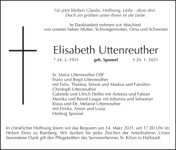 Anzeige von Elisabeth Uttenreuther von MGO