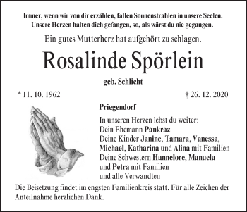 Anzeige von Rosalinde Spörlein von MGO