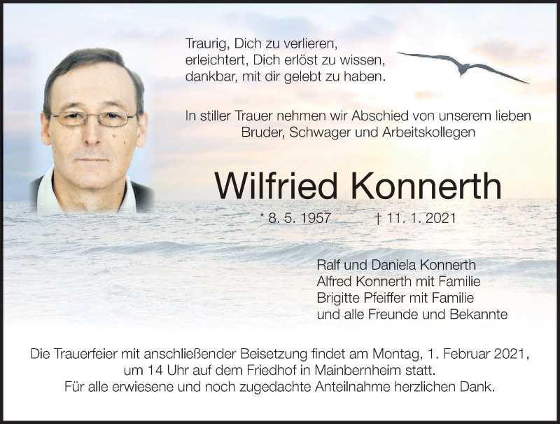  Traueranzeige für Wilfried Konnerth vom 30.01.2021 aus MGO
