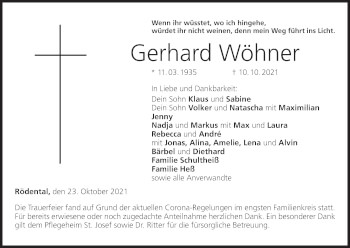 Anzeige von Gerhard Wöhner von MGO