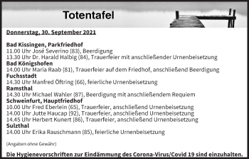 Anzeige von Totentafel vom 30.09.2021 von MGO