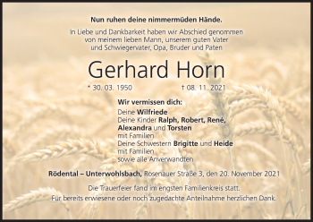 Anzeige von Gerhard Horn von MGO