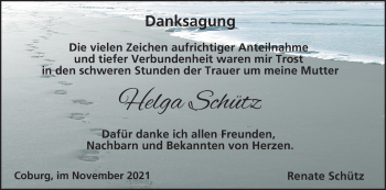 Anzeige von Helga Schütz von MGO