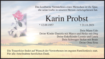 Anzeige von Karin Probst von MGO