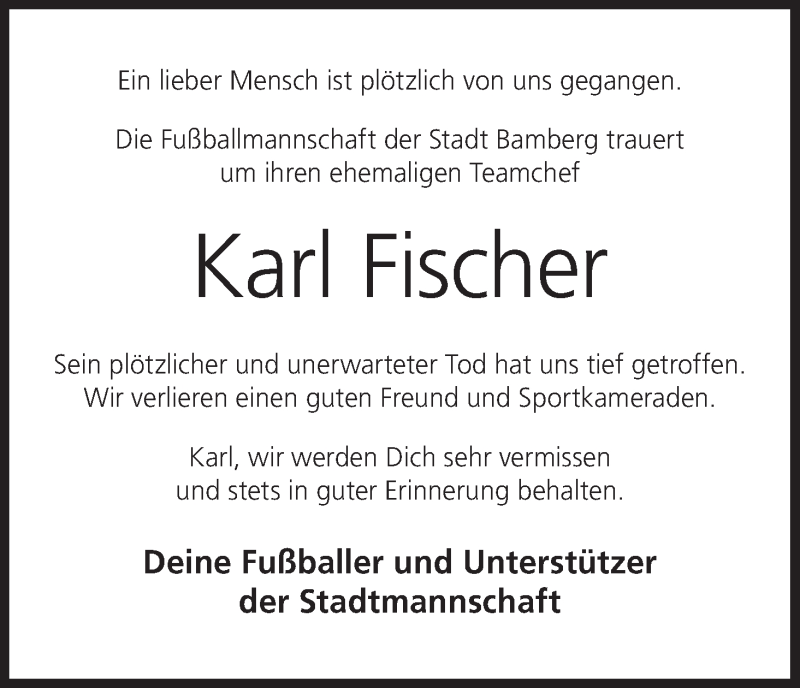  Traueranzeige für Karl Fischer vom 20.11.2021 aus MGO