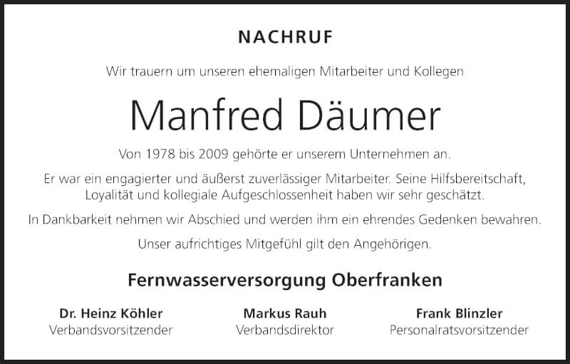  Traueranzeige für Manfred Däumer vom 27.11.2021 aus MGO