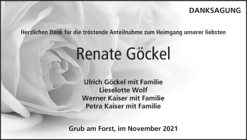 Anzeige von Renate Göckel von MGO