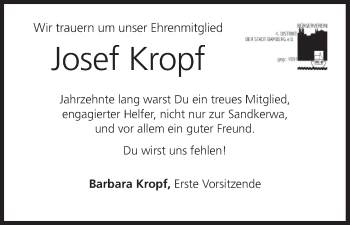 Anzeige von Josef Kropf von MGO