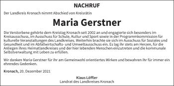 Anzeige von Maria Gerstner von MGO