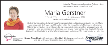 Anzeige von Maria Gerstner von MGO