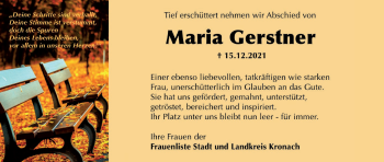 Anzeige von Maria Gerstner von MGO