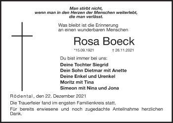 Anzeige von Rosa Boeck von MGO