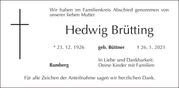 Anzeige von Hedwig Brütting von MGO