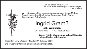 Anzeige von Ingrid Gramß von MGO