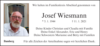 Anzeige von Josef Wiesmann von MGO