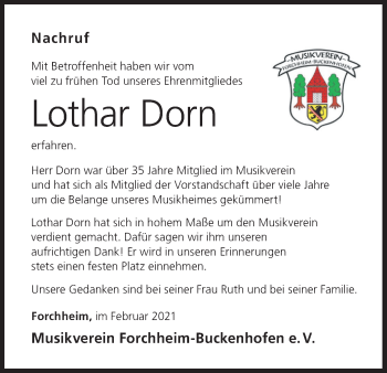 Anzeige von Lothar Dorn von MGO