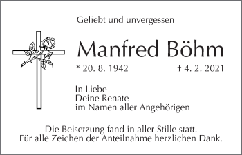 Anzeige von Manfred Böhm von MGO