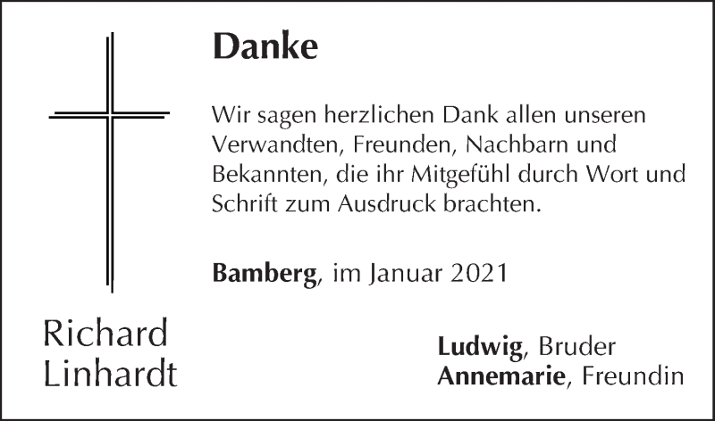  Traueranzeige für Richard Linhardt vom 06.02.2021 aus MGO