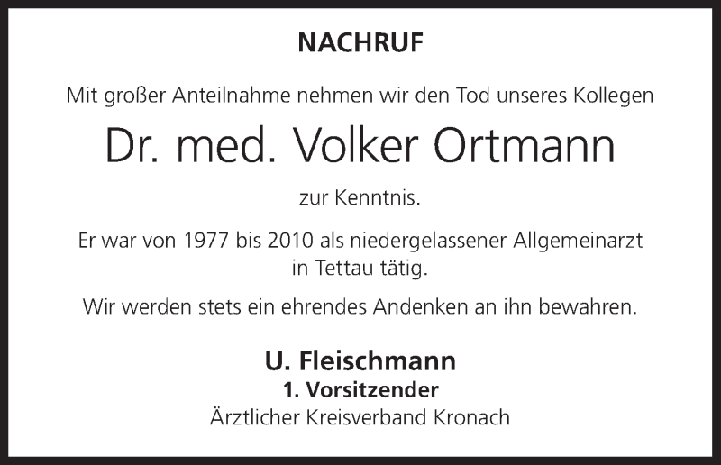 Traueranzeige für Volker Ortmann vom 27.02.2021 aus MGO