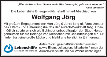 Anzeige von Wolfgang Jörg von MGO