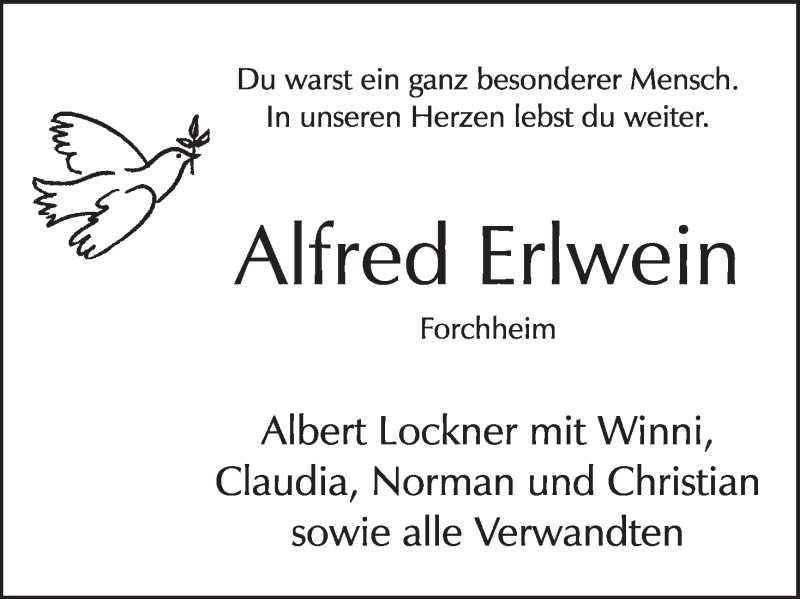  Traueranzeige für Alfred Erlwein vom 25.03.2021 aus MGO