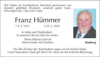 Anzeige von Franz Hümmer von MGO