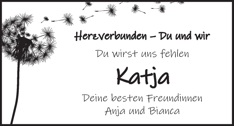 Katja | Traueranzeige | Trauer.inFranken.de