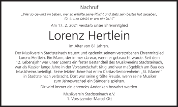 Anzeige von Lorenz Hertlein von MGO