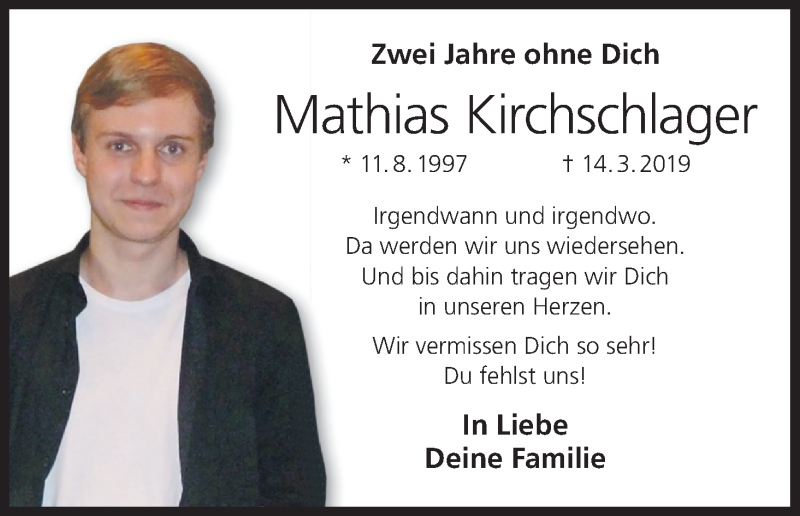  Traueranzeige für Mathias Kirchschlager vom 13.03.2021 aus MGO